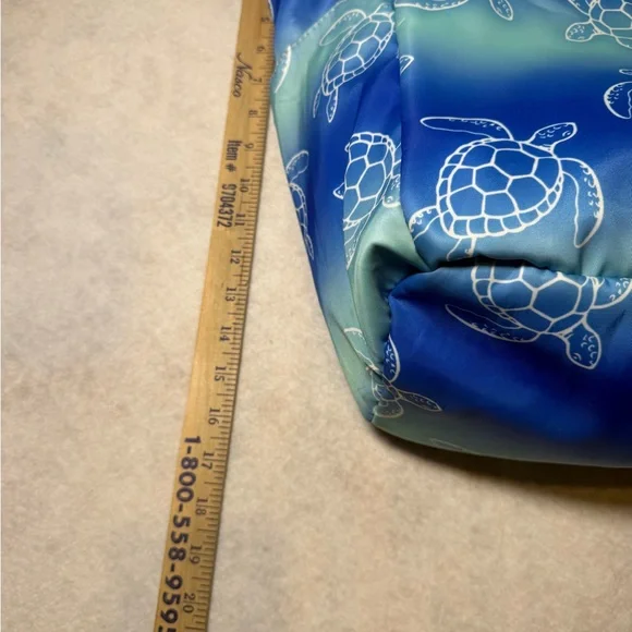 Sea Turtle Ombré Beach Tote Bag with Matching Towel Blue Green Ocean Print - Picture 12 of 12